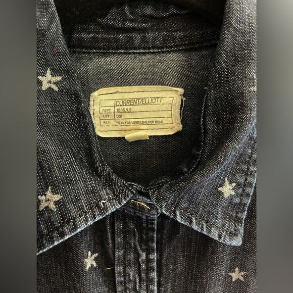 Current Elliott Anthropologie The Perfect Dark wash Denim Boyfriend Shirt. 2 - Picture 5 of 8